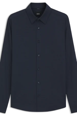 CAMISA SLIM FIT PERFORMANCE EM PADRÃO LISO - Azul