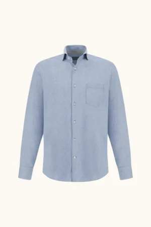 CAMISA LISA FLANELA COM BOLSO - Azul