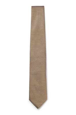 GRAVATA DE SEDA COM PADRÃO JACQUARD - Beje