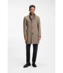 SOBRETUDO SLIM FIT COM COLARINHO MANDARIM - Beje