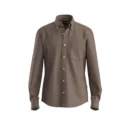 CAMISA REGULAR FIT COM BOLSO EM PADRÃO LISO - Castanho