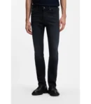 CALÇA DE GABGA EM MALHA ELÁSTICA SLIM FIT - Azul