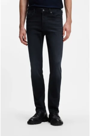 CALÇA DE GABGA EM MALHA ELÁSTICA SLIM FIT - Azul