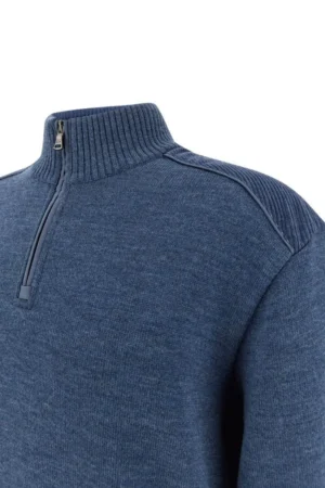 POLO DE FECHO COM APLICAÇÃO DE BOMBAZINE - Azul Ceu