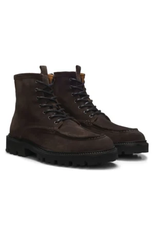 BOTAS COM ATACADORES E FECHO LATERAL - Castanho