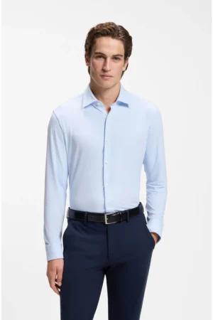 CAMISA EM PADRÃO DE RISCAS - Azul