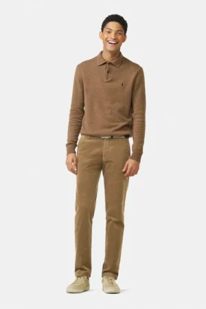 CALÇA CHINO EM BOMBAZINE LARGA - Camel