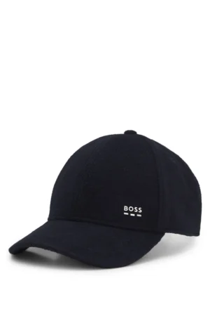 BONÉ EM MISTURA DE LA E SEDA COM LOGOTIPO - Azul Escuro