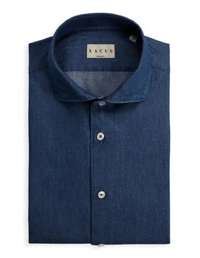 CAMISA EM PADRÃO DENIM TAILOR FIT - Azul